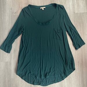 Bordeaux Hunter Pine Green 3/4 Sleeve Tunic Top size L